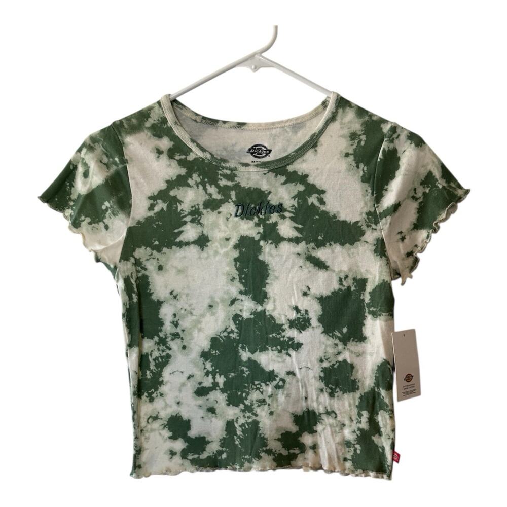 Dickies Y2K Tie Dye Green Cropped Junior Women's T Shirt Size Medium NWT